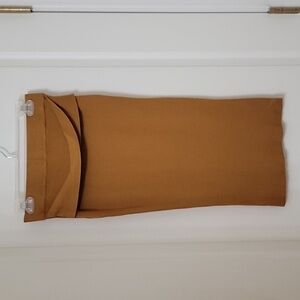 Forever 21 Size M Mustard Yellow/Brown Bodycon Midi Skirt, Twisted Sash 1/2 Belt